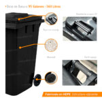 Bote de Plastico 360 Lts. / 95 Galones color Negro - Imagen 6