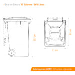 Bote de Plastico 360 Lts. / 95 Galones color Negro - Imagen 8